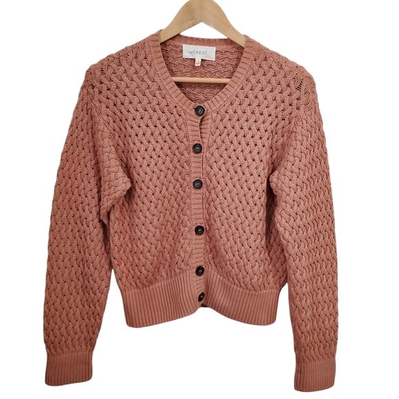 THE GREAT. Sweaters - THE GREAT. Pink Cable Knit Cardigan